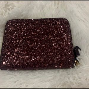 Coach glitter heart zip around wallet NWT